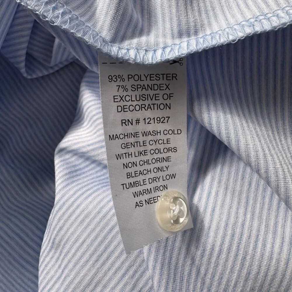 Johnnie-O Gulf Blue Striped Performance Jersey Polo Lyndonn Mens Size XL UPF 50 - Picture 3 of 8